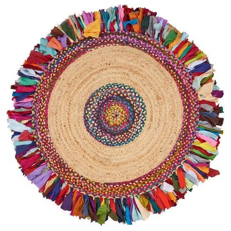 LR RESOURCES LR Resources NATUR03327MLT36RD Natural Jute Malena Chindi Indoor Round Area Rug - Multi Color NATUR03327MLT36RD